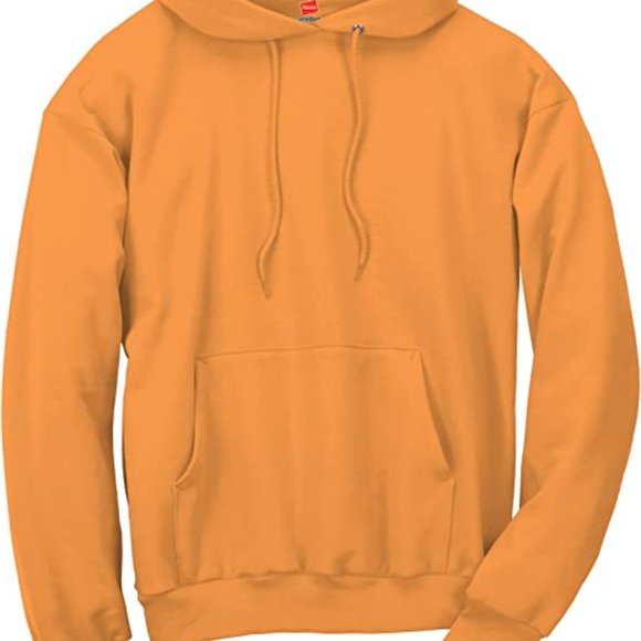 Safety Orange Hanes Men's Sweatshirt, Hoodie, Plush Fleece Pullover Hoodie - Picture 4 of 5